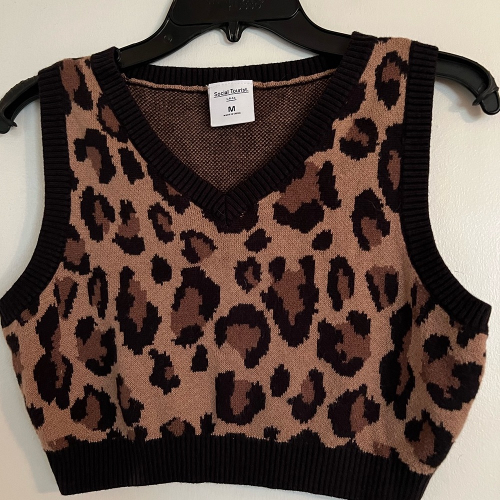Social Tourist Cropped Sweater Vest